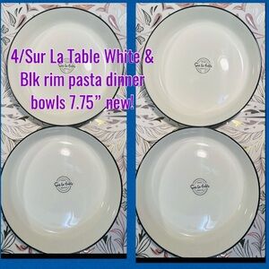 Sur La Table White and Black Rim Pasta Dinner Bowls **Oversized by 2lb I PAY $13